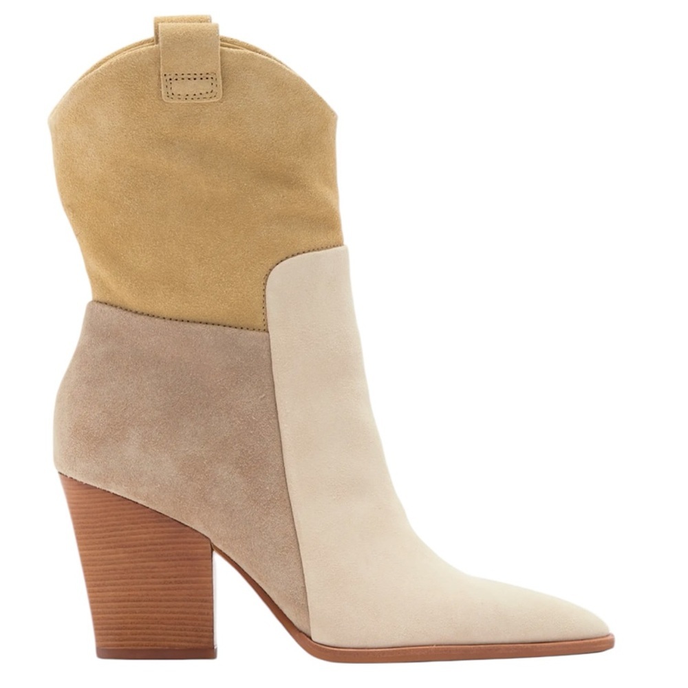 NIB Dolce Vita Ragen Colorblock Western Bootie (Women) Sz 8.5M Taupe/Multi